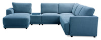 Voyage Modular 6-Piece Left-Facing Fabric Sectional with Console and Removable Back Cushions – Blue 