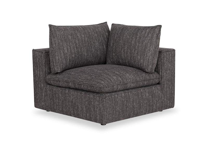 Fusion Modular 83.46\" Charcoal Grey Chenille Fabric Loveseat with Removable Feather Down Back Cushions 