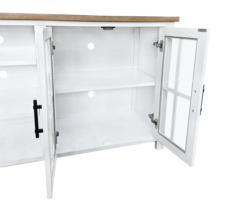 Wilder 68\" Modern TV Stand with Storage and Cable Management for TVs up to 100\" – Brown and White