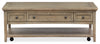 Hanson 50” Traditional Pine Coffee Table with Storage and Casters - Dovetail Grey