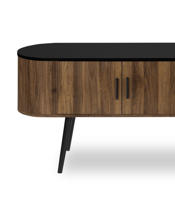 Elle 72\" Rustic TV Stand with Storage and Cable Management for TV's up to 80\"- Dark Brown and Black