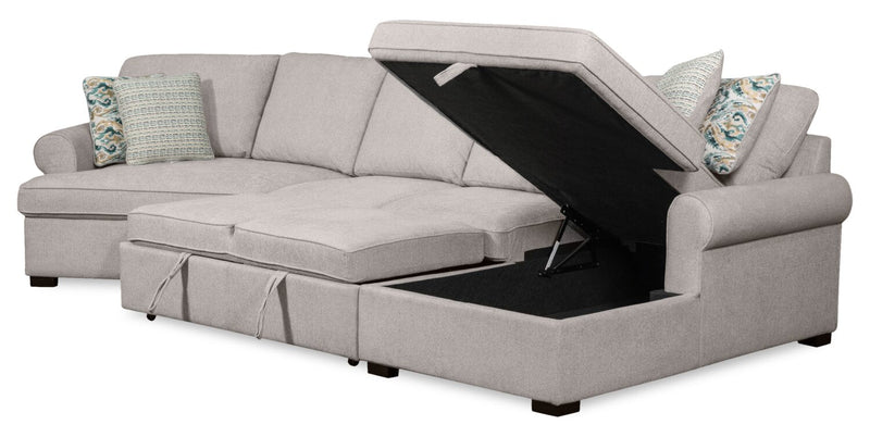 Scott Living Haven 3-Piece Left-Facing Chenille Fabric Cuddler Sleeper Sectional with Storage - Grey 
