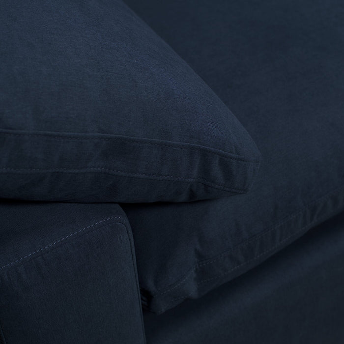 Eclipse Modular 5-Piece Linen-Look Fabric Sectional with Reversible Feather Down Cushions - Navy Blue 