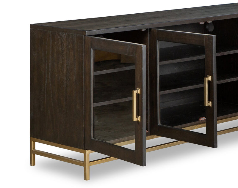 Cresset 70” Modern Solid Wood TV Stand with Storage and Cable Management for TVs up to 75\" - Coffee