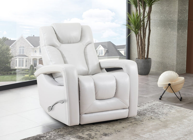 Kenzo 35\" Fog Grey Faux Leather Swivel Glider Reclining Chair 
