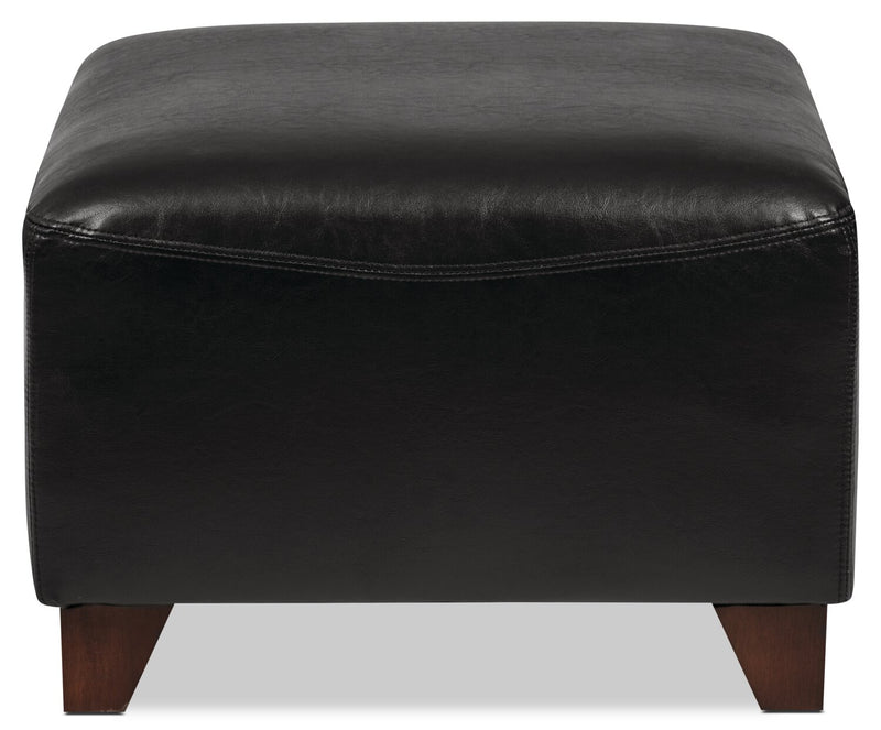 Zello Faux Leather Ottoman - Black