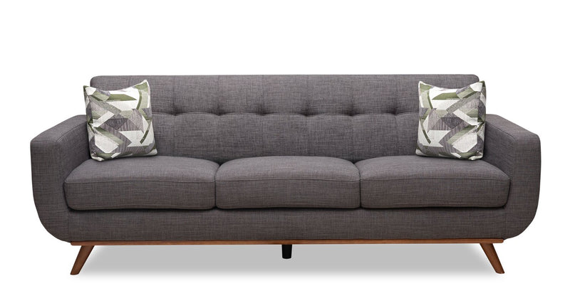 Freeman Linen-Look Fabric Sofa - Charcoal 
