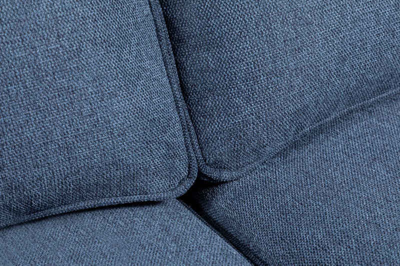 Kort & Co. Kassia 90.6\" Linen-Look Fabric Sofa with Wood Base and Legs - Blue 