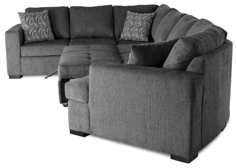 Legend 4-Piece Right-Facing Chenille Cuddler Sleeper Sectional - Pepper