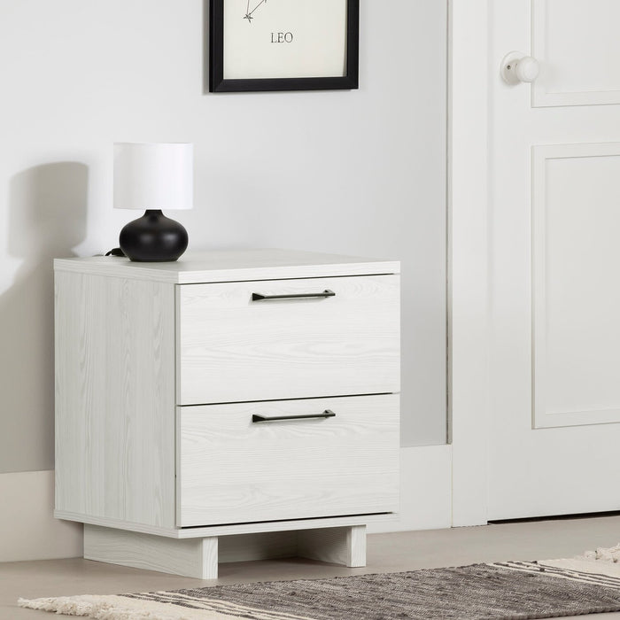 Everley Nightstand with USB Port - White