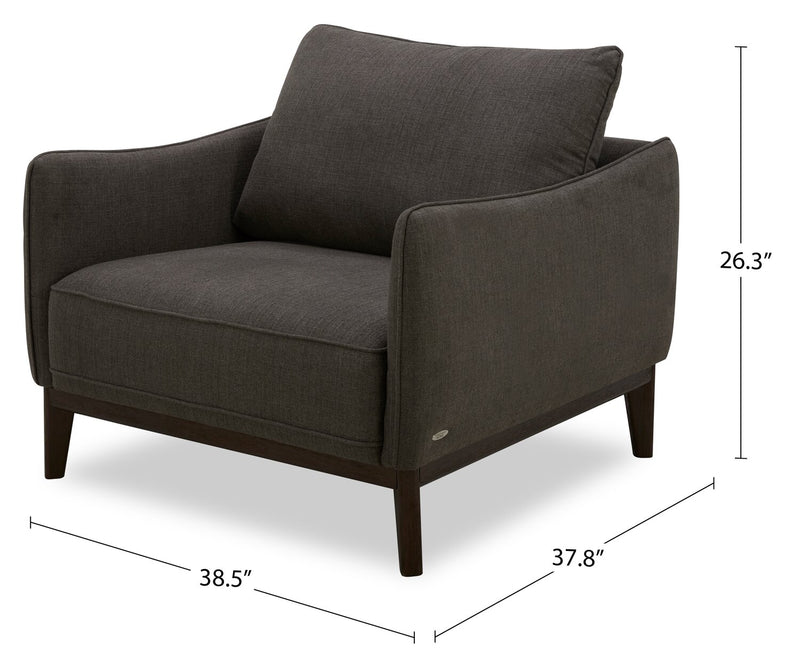 Cindy Crawford Home Gena 38.5\" Charcoal Grey Linen-Look Fabric Chair with Removable Back Cushion