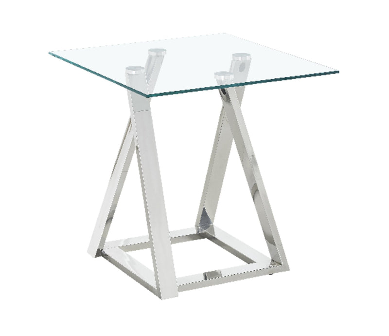 Briar 22\" Modern Glass Top End Table - Silver