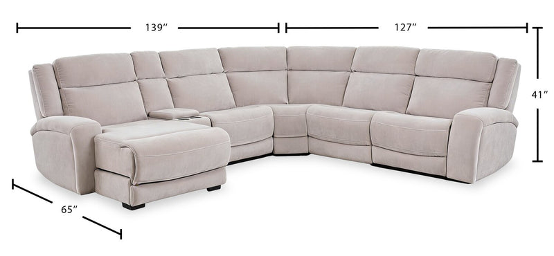 Legacy 6-Piece Left-Facing Power Reclining Sectional with 3D Immersive Sound and Shaq-o-pedic Comfort - Grey 