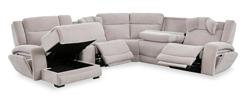Legacy 6-Piece Left-Facing Power Reclining Sectional with 3D Immersive Sound and Shaq-o-pedic Comfort - Grey 