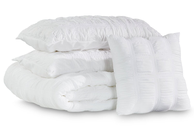 Elanna 4-Piece Full/Queen Comforter Set - White 