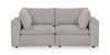 Fusion Modular 83.46\" Silver Grey Chenille Fabric Loveseat with Removable Feather Down Back Cushions 