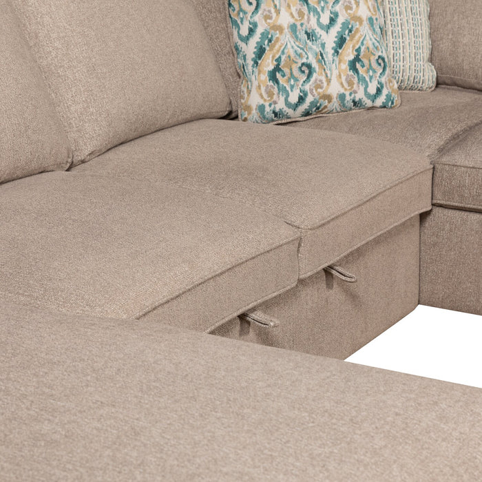 Haven 4-Piece Chenille Left-Facing Sleeper Sectional - Taupe