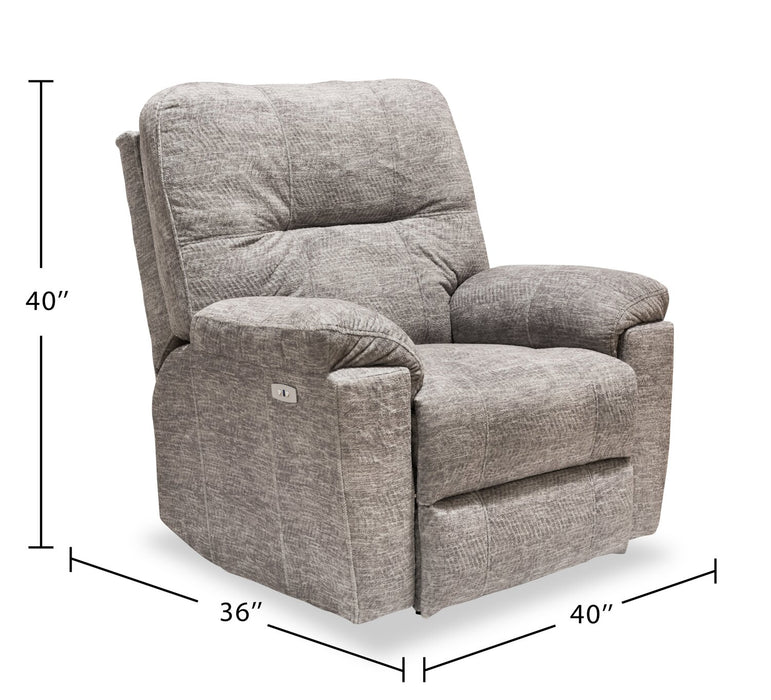 Canadian Made Fynn 40\" Dove Grey Chenille Fabric Power Reclining Chair with USB Port