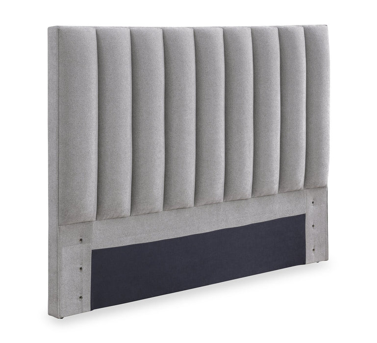 Amos Grey Upholstered Platform Bed with Channel Headboard - King