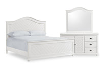 Ella 5pc Bedroom Set with Panel Bed, Dresser & Mirror, White  - King Size 