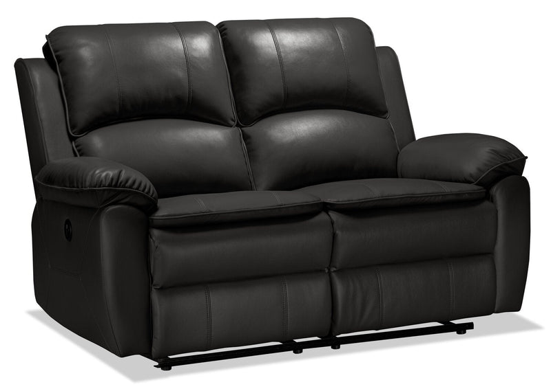 Chandler 60\" Leather-Look Fabric Power Reclining Loveseat - Grey 