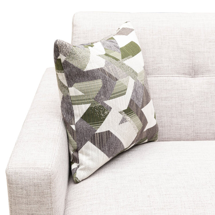 Kort & Co. Freeman 80” Dove White Linen-Look Fabric Condo Size Sofa with Wood Base and Legs
