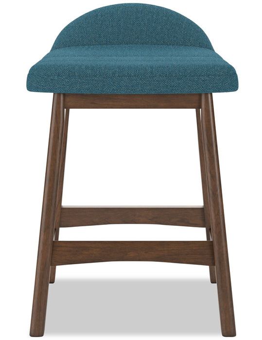 Jovi Counter-Height Stool with Linen-Look Fabric, 24\"H, Wood - Blue 