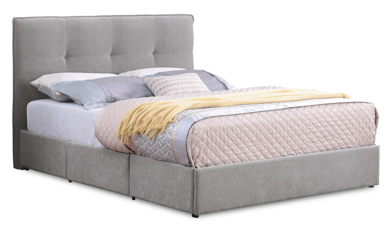 Amos Grey Upholstered Storage Bed Base - Full