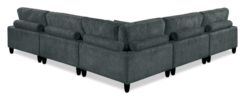 Lounge 5-Piece Chenille Armless Modular Sectional – Grey