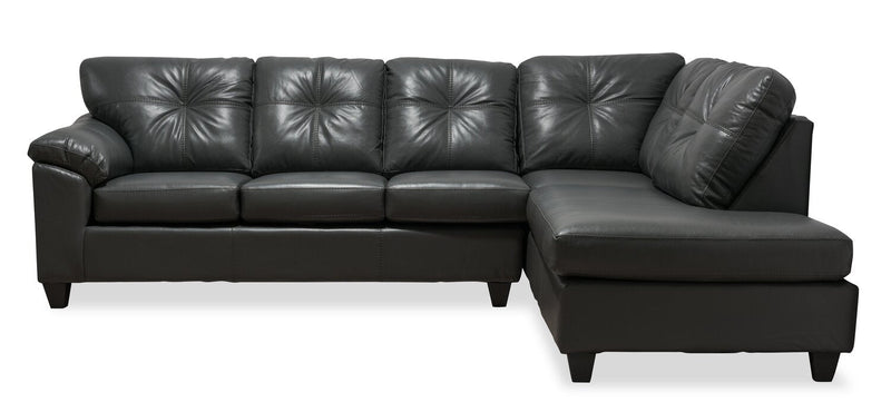 Made in Canada Addison 2-Piece Right-Facing Leather-Look Fabric Sectional with Removable Seat Cushions - Grey 