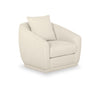 Rio 34.5\" Ivory White Chenille Fabric Swivel Accent Chair with Reversible Seat Cushion