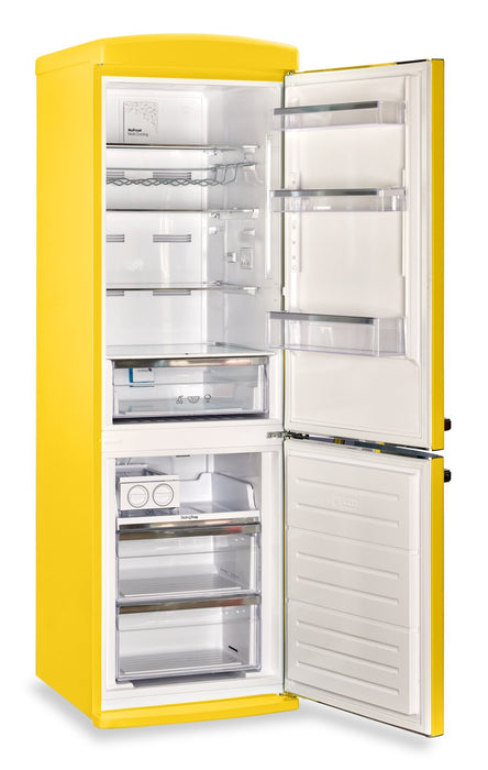 Classic Retro by Unique 24\" 12 Cu. Ft. Bottom-Freezer Refrigerator - Canary Yellow - UGP-340L Y AC