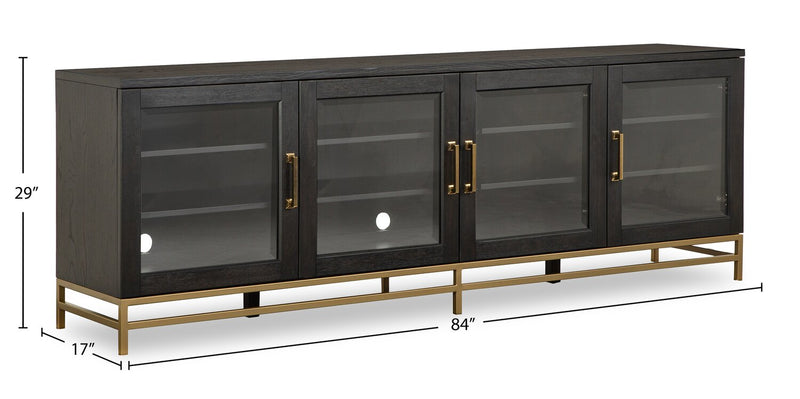 Cresset 84” Modern Solid Wood TV Stand with Storage and Cable Management for TVs up to 90\" - Coffee