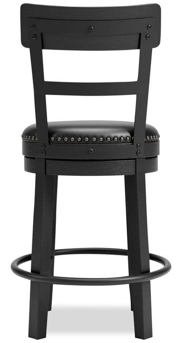 Otis Counter-Height Stool with Swivel Seat & Vegan Leather Fabric, 24\"H, Metal - Black 