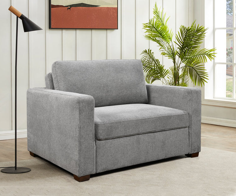 Dusk 52 \" Linen-Look Fabric Sleeper Chair with Track Arms - Grey