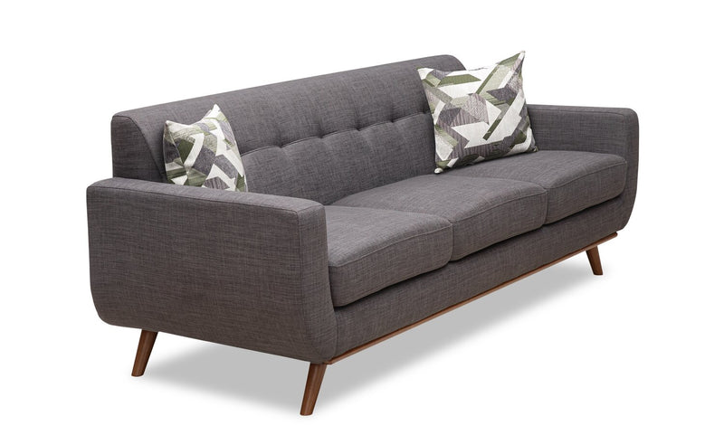Freeman Linen-Look Fabric Sofa - Charcoal 