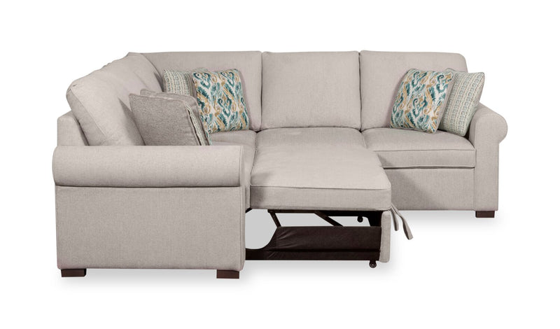 Scott Living Haven 3-Piece Left-Facing Grey Chenille Fabric Sleeper Sectional