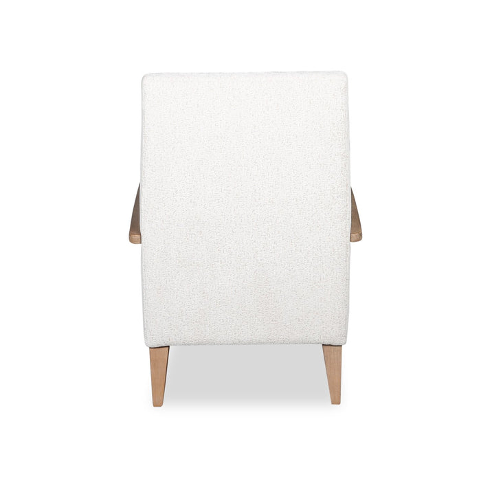 Adley 28\" Alabaster White Chenille Fabric Accent Chair with Wood Armrests and Legs