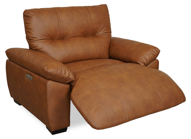 Bello 51.6\" Leather-Look Fabric Power Reclining Chair with Power Headrest- Brown