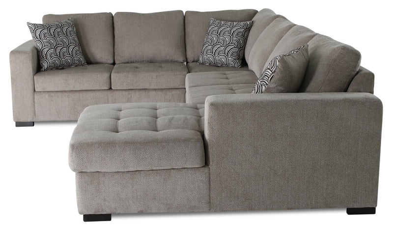 Legend 4-Piece Right-Facing Chenille Sleeper Sectional - Platinum 