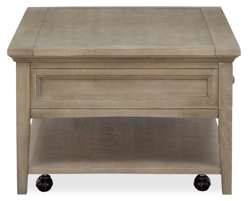 Hanson 50” Traditional Pine Coffee Table with Storage and Casters - Dovetail Grey