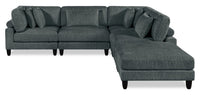 Lounge 5-Piece Chenille Modular Sectional – Grey 