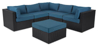 Barbados 6-Piece Patio Set with Ottoman – Blue