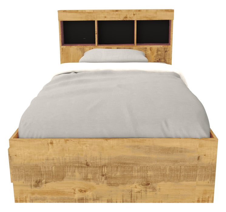 Riley Twin Mates Bed with Bookcase Headboard - Natural