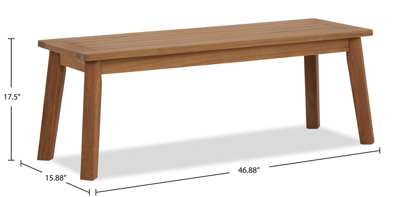 Bern Outdoor Patio Bench - 46\"W, Acacia Wood & Polyrethane Finish - Natural 