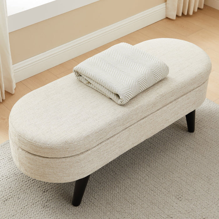 Montreal Oval Fabric Storage Ottoman - White