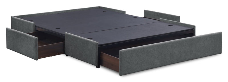 Amos Charcoal Upholstered Storage Bed with Tufted Headboard - King