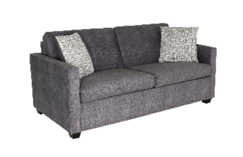 Dynasty Everlee 76.5\" Grey Microsuede Queen-Size Sofa Bed with Memory Foam and Two Accent Pillows