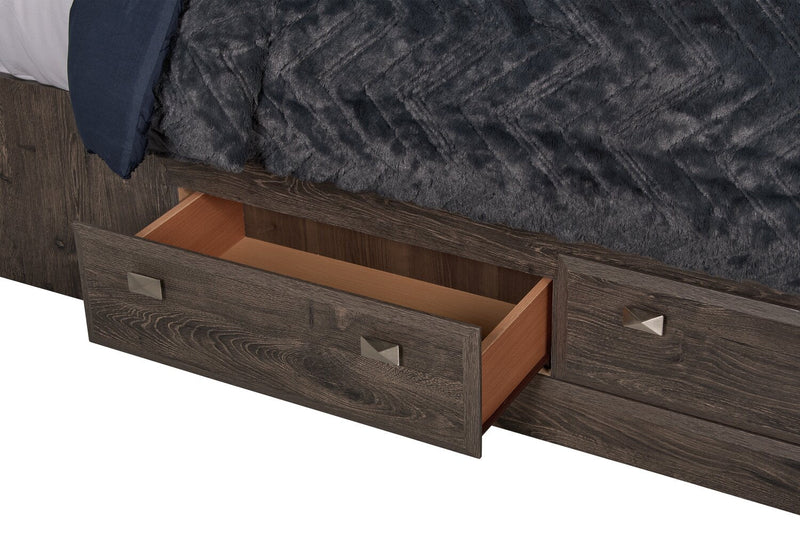 Yorkdale 6pc Bedroom Set with 6-Drawer Storage Bed, Dresser, Mirror & Nightstand, Grey - Full Size 