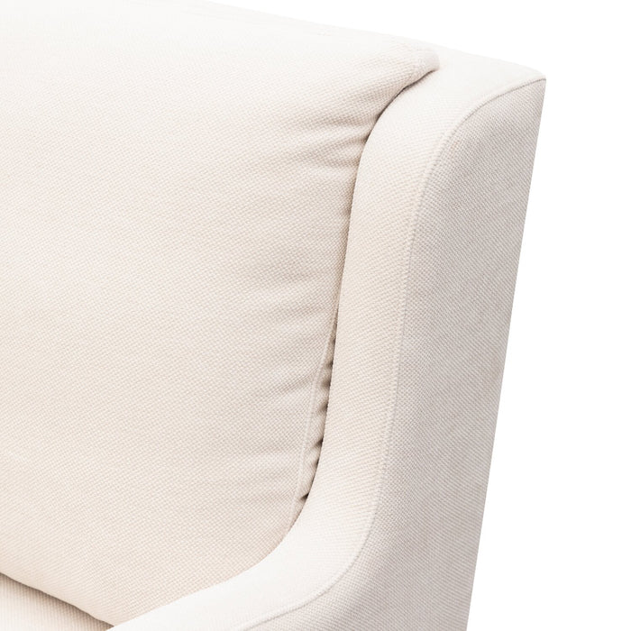 Ellie 29\" Beige Linen-Look Fabric Swivel Glider Accent Chair with Wingback and Recessed Arms 